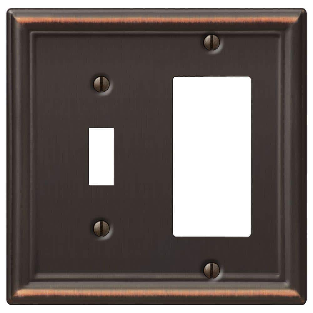 Aged Bronze 2-Gang Steel Rocker/Toggle Wall Plate
