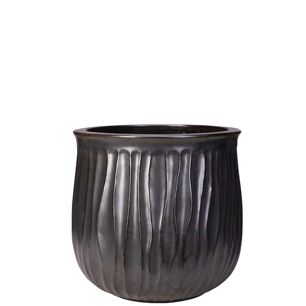 Unbranded 7 in. x 6.5 in. Riverside Decorative Ceramic Planter -Gunmetal
