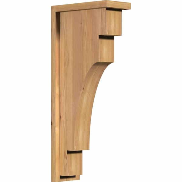 Ekena Millwork 5-1/2 in. x 12 in. x 28 in. Western Red Cedar Mediterranean Smooth Corbel with Backplate