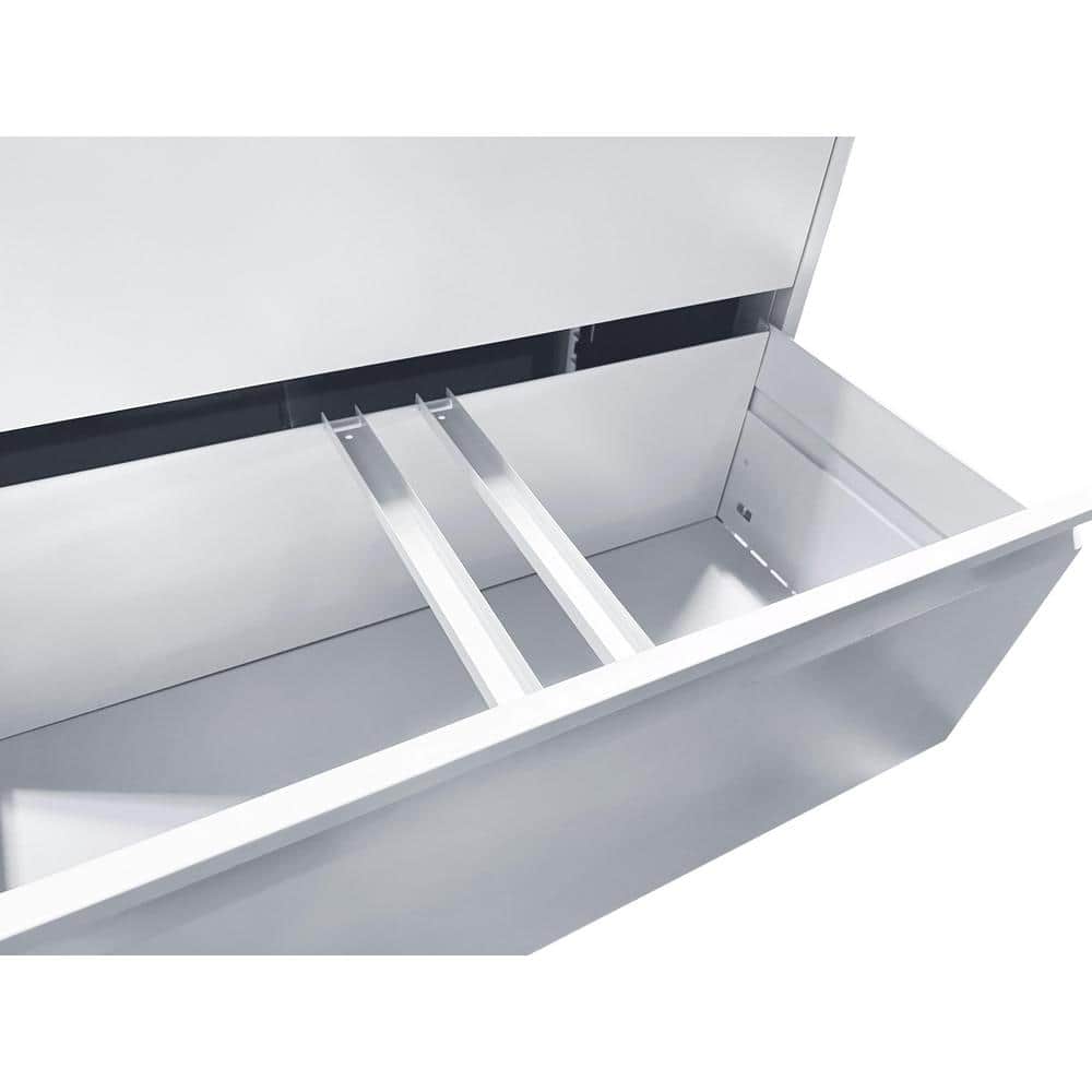 White 4-Drawer Lockable Steel Lateral File Cabinet