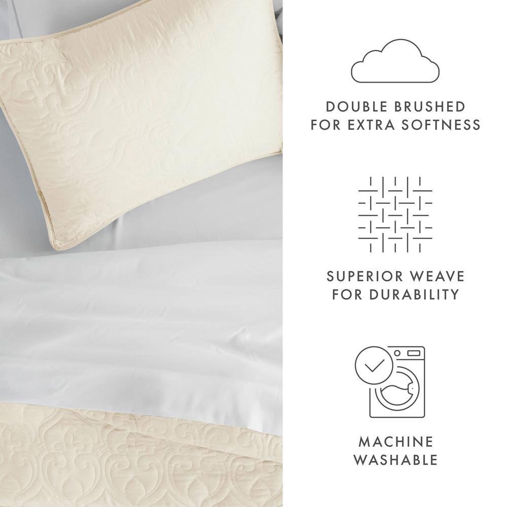 Ivory Full Microfiber Quilted Coverlet Set