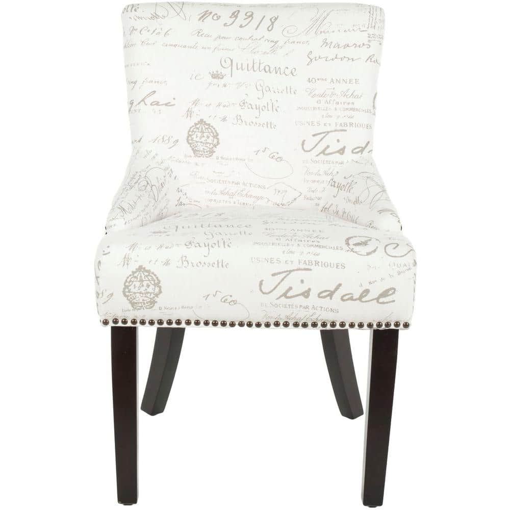 Lotus White and Gray Linen Upholstered Side Chair