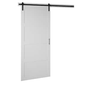 36 in. x 84 in. White Finished Composite Sliding Barn Door with Hardware Kit