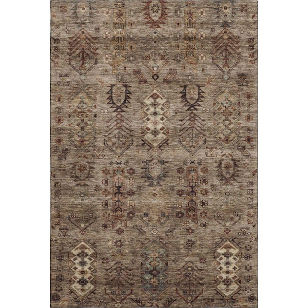 Mayfield Premium Machine Washable Abstract AMF2047 Brown 8 ft. x 10 ft. Area Rug