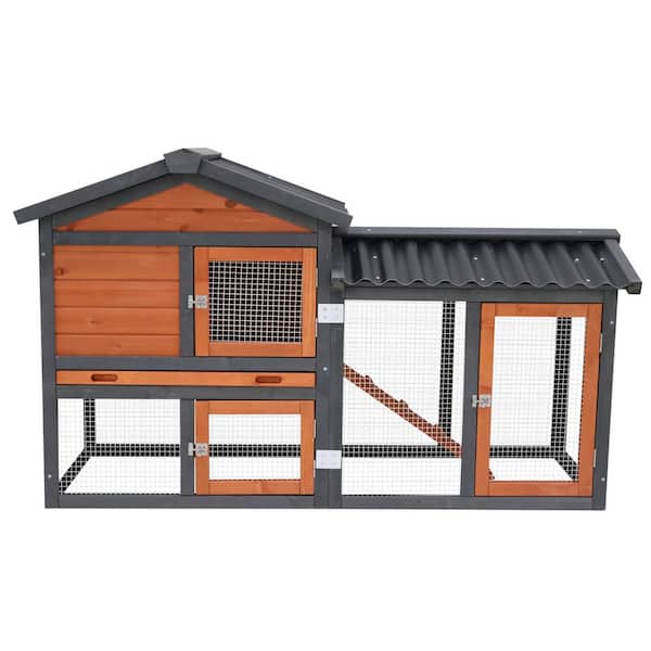 COZIWOW 2-Tier Wooden Rabbit Hutch Outdoor Bunny Cage with