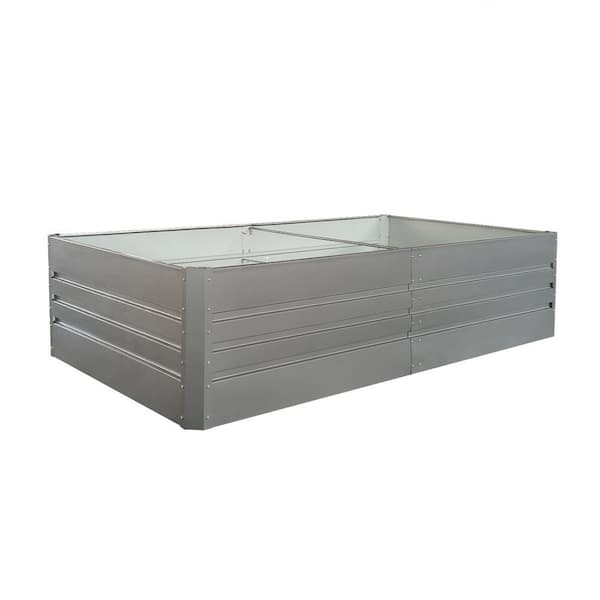 6 x 3 x 1 ft. Grey Metal Garden Bed, Outdoor Planter Box Patio Kit for Vegetables Flowers Herb