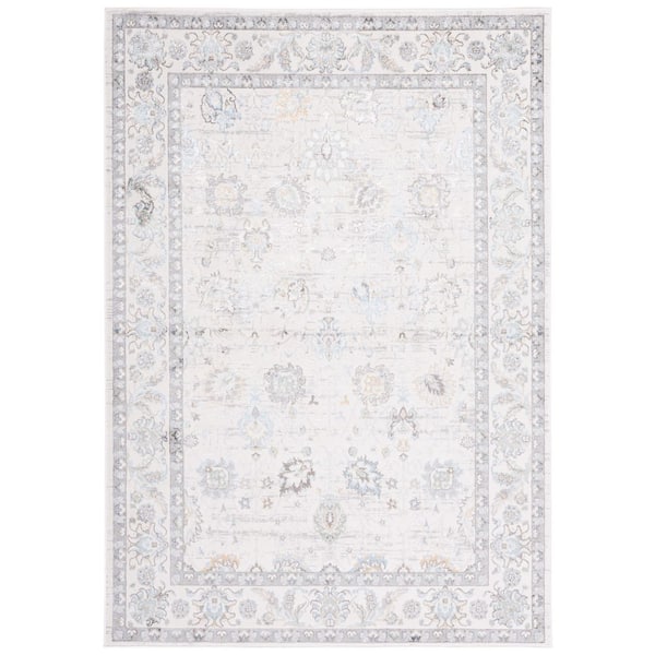 Bel Air 9 ft. x 12 ft. Gray/Beige Floral Oriental Area Rug