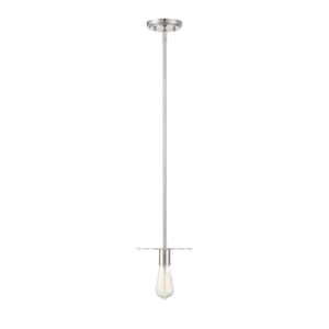 8 in. W x 2.25 in. H 1-Light Polished Nickel Mini Pendant Light with Open Bulb