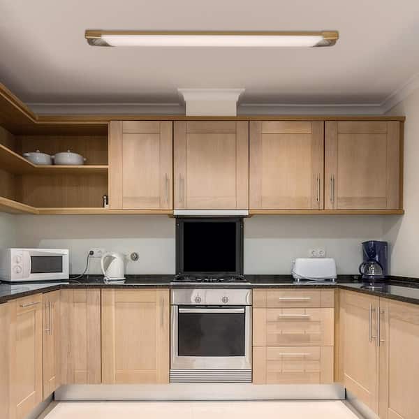 1-Pack 4 ft. Matte Gold Honeycomb End Caps 5250 Lumens 75W Integrated LED Wraparound Light Adjustable CCT Night Light
