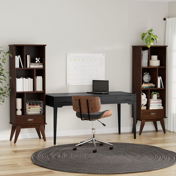 Draper 22 in. Tall Solid Wood 6 Cubbie Bookcase in Medium Auburn Brown (Set of 2)