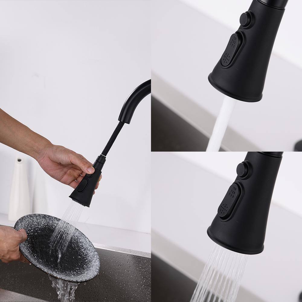 Matte Black Stainless Steel Pull Down Kitchen Faucet with Spray