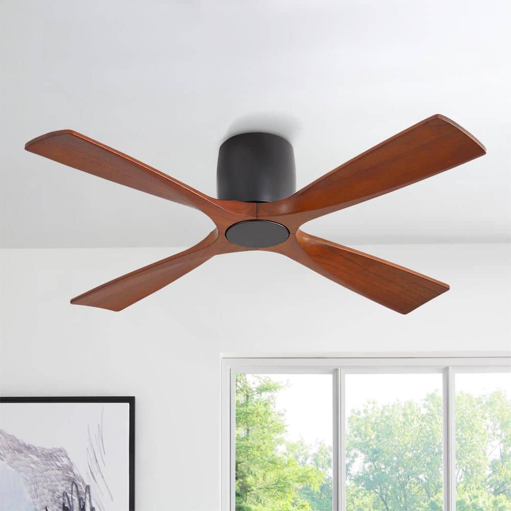 54 in. 4 Solid Wood Blades Dc Motor Indoor Flush Mount Standard Ceiling Fan with Remote Walnut and Black price history on PriceWatchPro