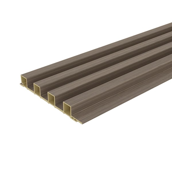 Walls 7/8 in. x 6 11/16 in. x 10 ft. Tall Raised Cottontail Dark Walnut Square Edge Recycled PVC Wall Paneling (8-Pack)