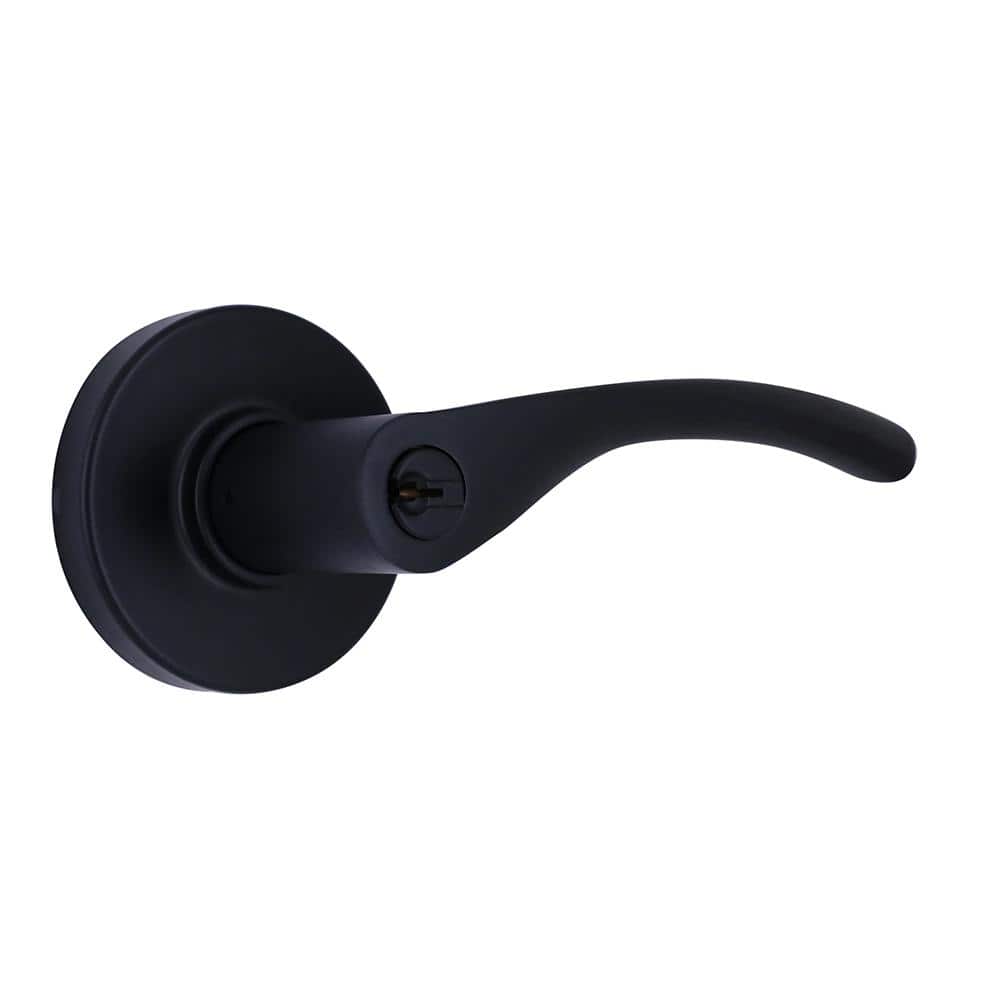 Primrose Matte Black Keyed Entry Door Lever Featuring Dual Keyway