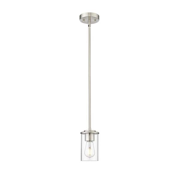 Unbranded Thayer 4.75 in. 1-Light Brushed Nickel Shaded Pendant Light with Clear Glass Shade, No Bulbs Included