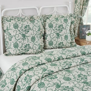 Dorset Green Farmhouse Floral Cotton Euro Sham