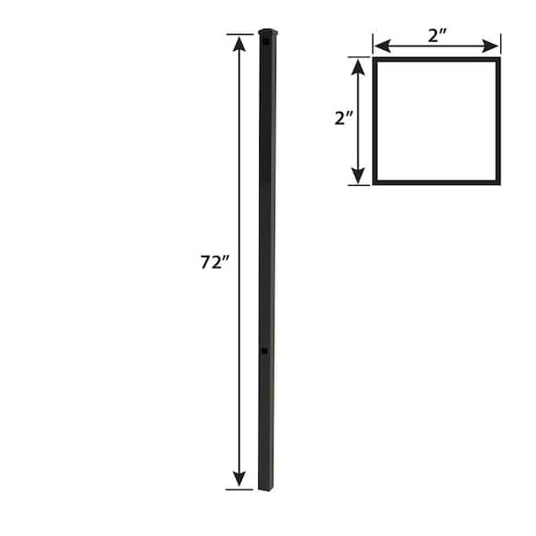 FORGERIGHT Newtown 2 in. x 2 in. x 6 ft. Black Aluminum Fence End/Gate Post with Flat Cap