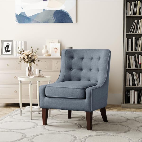 Lifestyle Solutions Marseille Blue Accent Chair with Tufted Cushions