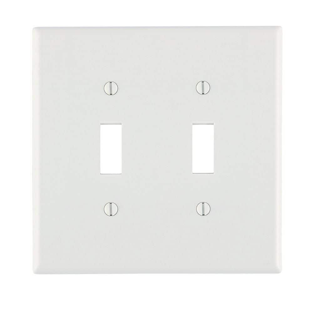 White Thermoset 2-Gang Toggle Midway Wall Plate