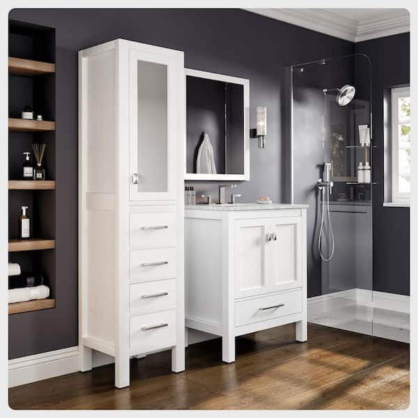 Aberdeen 18 in. W x 20 in. D x 72 in. H White Linen Cabinet