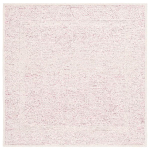 SAFAVIEH Ebony Pink/Ivory 6 ft. x 6 ft. Floral Square Area Rug