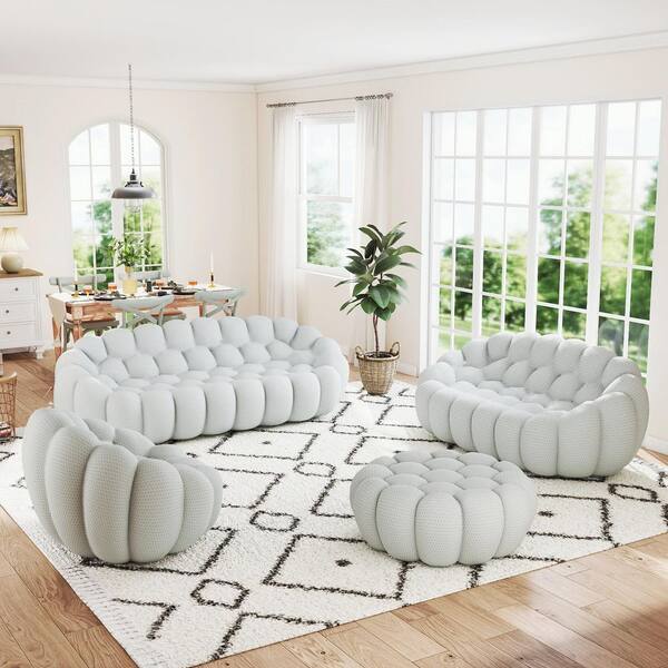 Magic Home (3-Piece) Bubble Sofa, 98.4 in. Gray Mesh Fabric