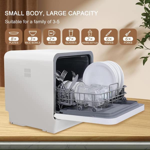 JEREMY CASS Portable Dishwasher Countertop, 5 Washing Programs, Leak Proof,  Compact Dishwasher with 5L Water Tank for Apartments TJFYT-0215001 - The  Home Depot