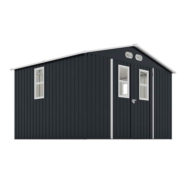8 ft. W x 10 ft. D Outdoor Metal Storage Shed with Four Daylight Windows Lockable Doors(80 sq. ft. )