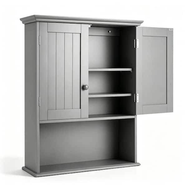 23.5 in. W x 28 in. H Grey Wood Wall Mount Medicine Cabinet without Mirror