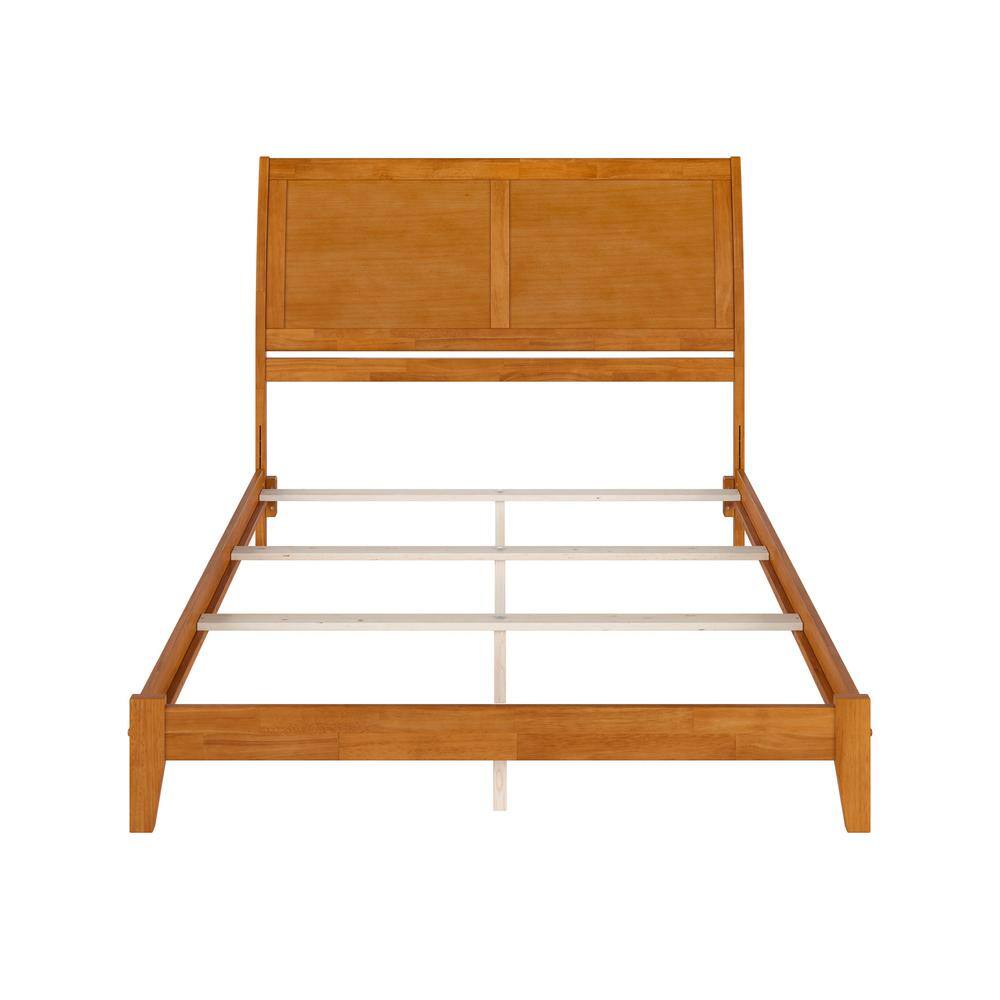 Portland Light Toffee Queen Wood Foundation Bed with Sleigh Headboard