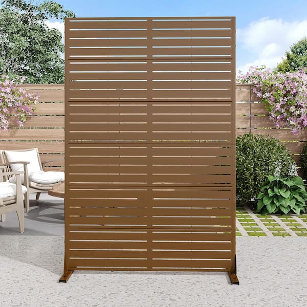 Lirago 75 in. x 48 in. Brown Patio Privacy Screen with Stand