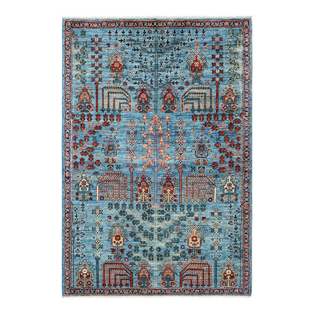 Serapi Light Blue 4 ft. x 6 ft. Tribal Wool Indoor Area Rug price history on PriceWatchPro
