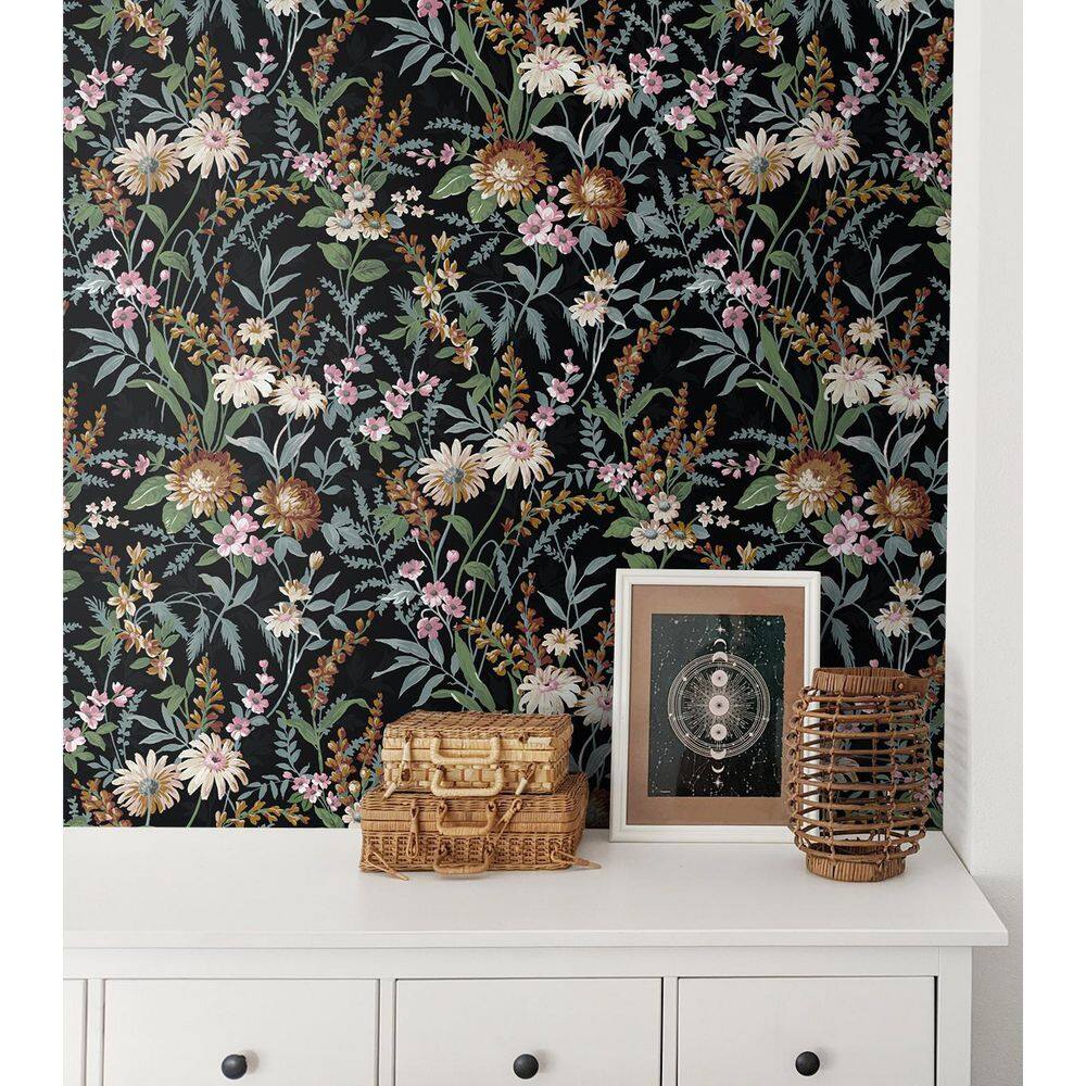 Onyx Vintage Floral Peel and Stick Wallpaper Roll
