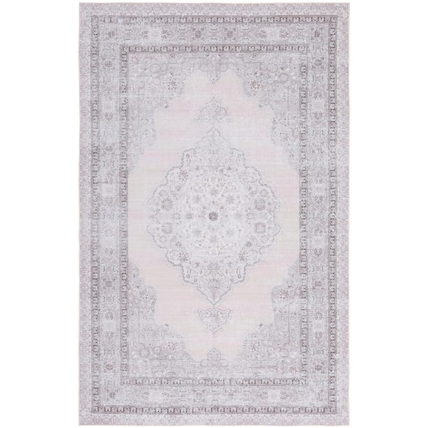 SAFAVIEH Tuscon Beige/Light Green Doormat 3 ft. x 5 ft. Machine Washable Border Floral Area Rug