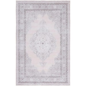 Tuscon Beige/Light Green 8 ft. x 10 ft. Machine Washable Border Floral Area Rug
