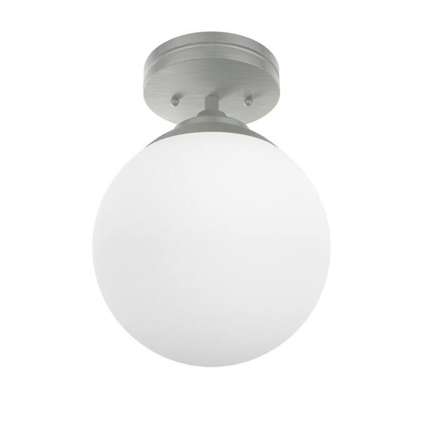 Hunter Hepburn 8 in. 1 Light Brushed Nickel Flush Mount Craft / Hobby Room Light
