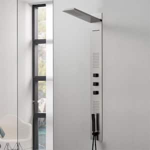 4-Jet Rainfall Shower Panel System with Rainfall Shower Head and Shower Wand in Black Nickel