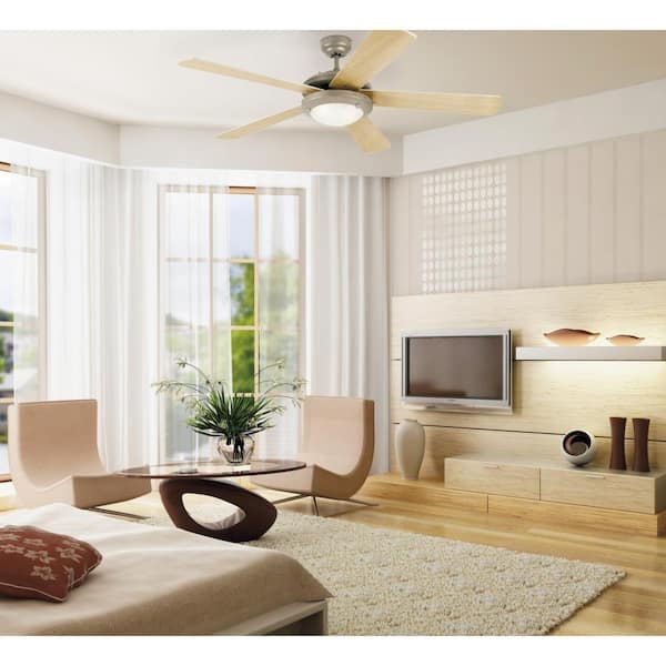 Comet 52 in. Integrated LED Brushed Pewter Ceiling Fan with Light Kit