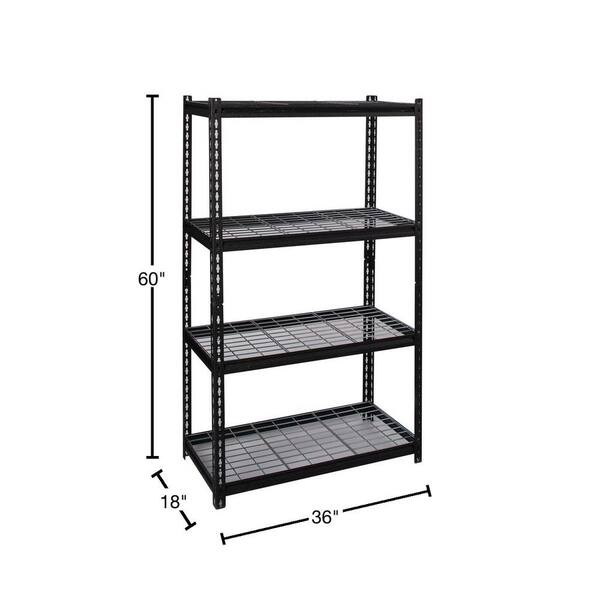 4tier Heavy Duty Steel Garage Storage Shelving Unit In Black (36 W X