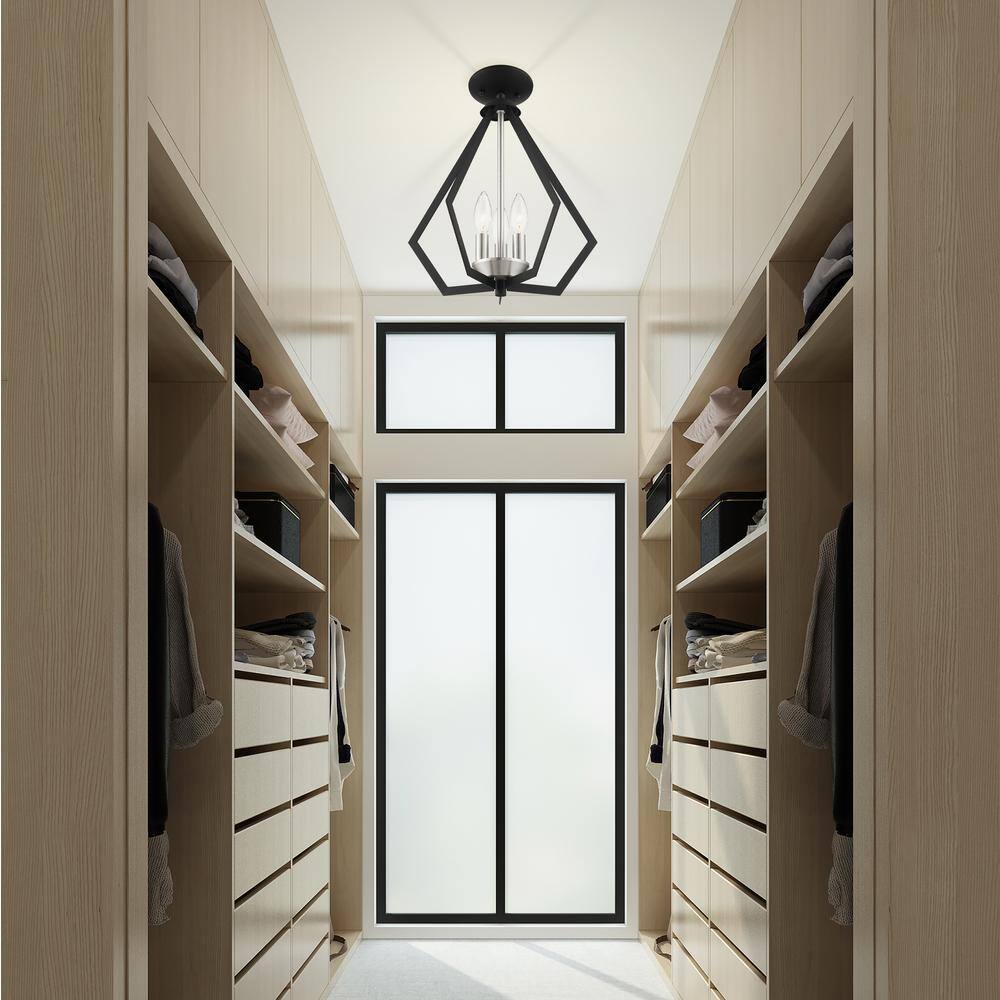 Prism 3-Light Black Brushed Nickel Mini Chandelier for Indoor/Outdoor