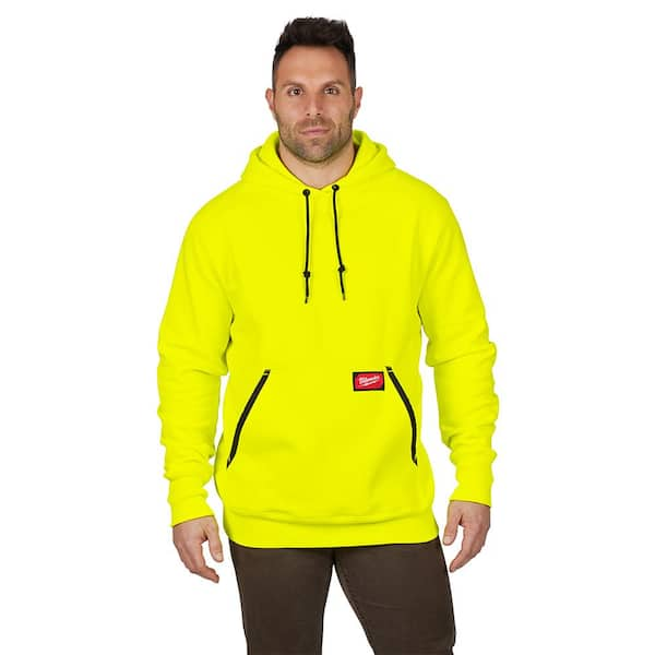 Milwaukee Men's Small Hi-Vis Heavy-Duty Cotton/Polyester Long-Sleeve Pullover Hoodie