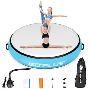 40'' Inflatable Round Gymnastic Mat Tumbling Floor Mat W/Electric Pump Blue