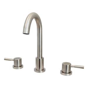 8 in. Widespread Dual Lever Handle 3-Hole Bathroom Faucet with Matching Push Pop-Up in Stainless Steel