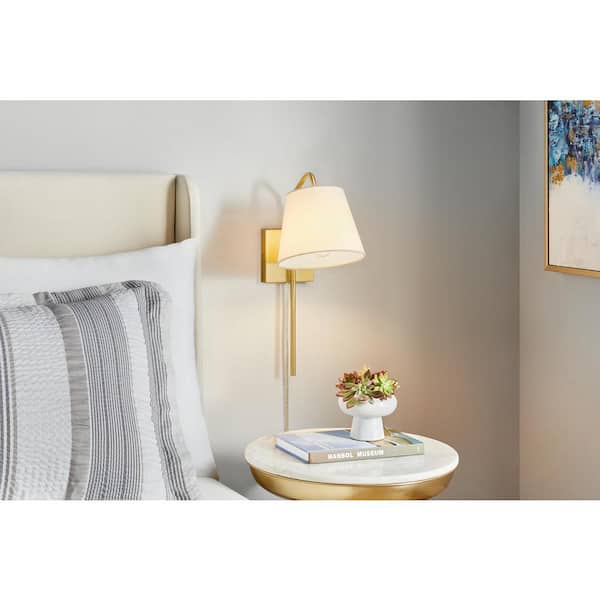 Pelton 7.5 in. 1-Light Aged Brass Wall Sconce