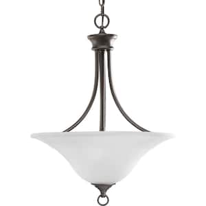 Trinity 3-Light Antique Bronze Foyer Pendant with Etched Glass