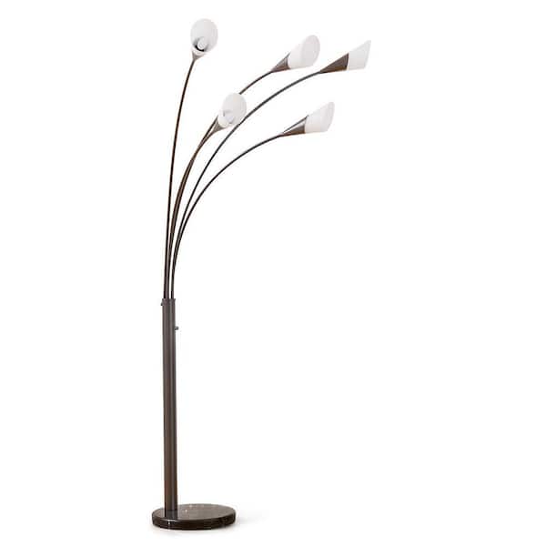 Flourish 85 in. 5-Light Dark Bronze Dimmable LED Arch Floor Lamp with LED Bulbs