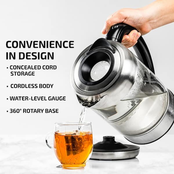 OVENTE 3.4-Cup Black Glass Tea Kettle with Tea Infuser for Loose-Leaf Tea,  Compatible with KG612S (FGK27B) FGK27B - The Home Depot