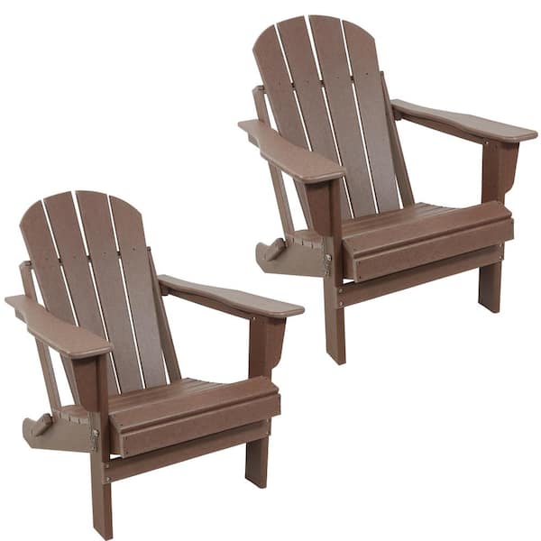 Sunnydaze Foldable Adirondack Chair - Set of 2 - Brown