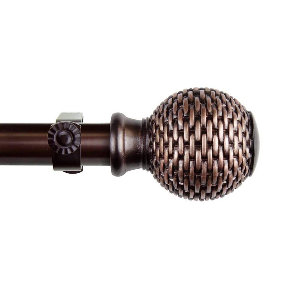EMOH 66 in. - 120 in. Adjustable Single Curtain Rod 1 in. Dia in Bronze ...