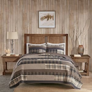 Winter Plains 3-Piece Taupe Full/Queen Quilt Mini Set